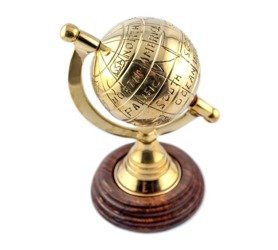 Ręcznie zdobiony metalowy globus WORLD