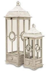 Lampion Drewniany Szary Komplet 2 szt H: 88 H:57