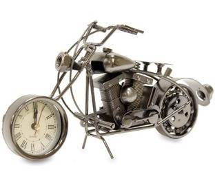 MOTOCYKL Z ZEGAREM Metal srebrny