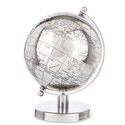 Globus Metalowy Srebrny 24x18x17