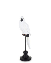 Figurka Papuga na stojaku kolor biały wys.25.5cm