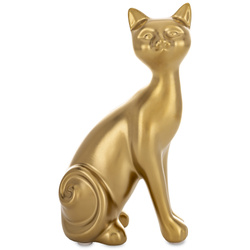 Figurka złoty Ceramiczny Kot ozdoba Dekoracja 16cm x 5,5cm x 8,5cm