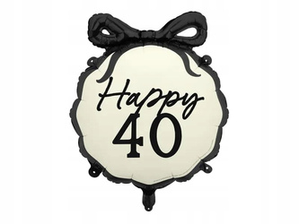 Balon foliowy pastylka z kokardką Happy 40, 45 cm