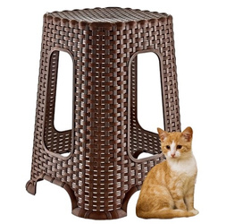 Taboret krzesło stołek Rattan Brązowy do 90 kg