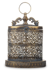 Lampion Antyczny Złoty Metal 34x22x14 cm