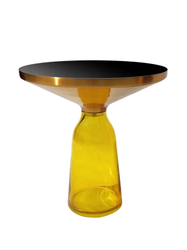 Bottle  table stolik kawowy żółto-złoty osadzony na szklanej nodze 50/53 cm