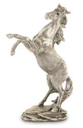 Figurka Koń Ogier Stojący dęba Srebrny