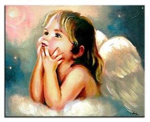 Obraz "Anioły" ręcznie malowany 40x50cm