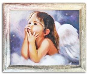 Obraz "Anioły" ręcznie malowany 53x63cm