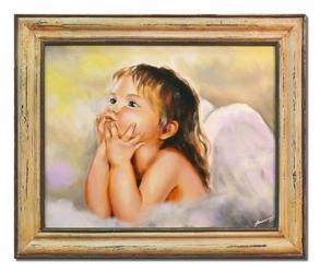 Obraz "Anioły" ręcznie malowany 53x64cm