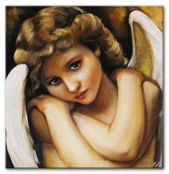 Obraz "Anioły" ręcznie malowany 60x60cm