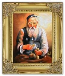 Żyd na szczęście olejny, ręcznie malowany 27x32cm